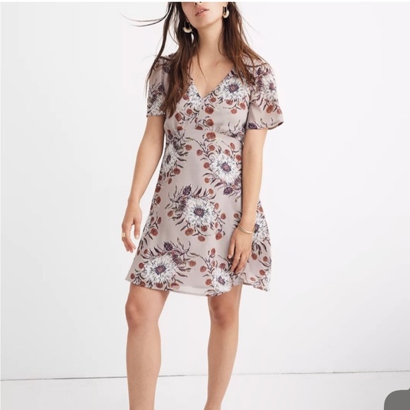 Madewell Mini Dress Painted Blooms Lilac size 4 EUC - Picture 1 of 11